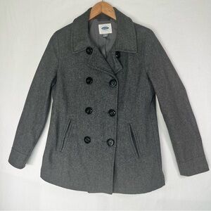 Old Navy Pea Coat Wool Blend  Double-Breasted Charcoal Gray Winter Classic Sz M